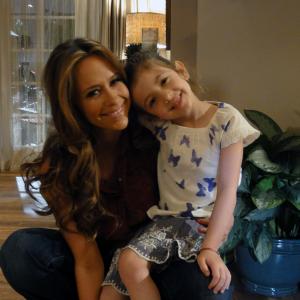 Cassidy Guetersloh and Jennifer Love Hewitt on the set of The Client List for Lifetime TV