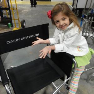 Cassidy Guetersloh on the set of 