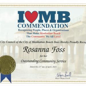 Wayne Powell, Mayor of MB at City Council Meeting presented Rosanna with I LOVE MB COMMENDATION AWARD for her Outstanding Community Service. Rosanna is the youngest recipient in MB History to receive this Award. Rosanna was EXTREMELY excited