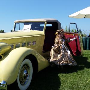 Rosanna at 2014 PV Concours DElegance Road Rallye and Gala Celebrating Automotive Innovation Vintage Dress Custom designed and made by Oxana Foss
