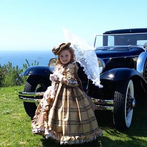 Rosanna at 2014 PV Concours D'Elegance Pleasure Road Rallye and Gala Celebrating Automotive Innovation. Vintage Dress custom designed and made by Oxana Foss