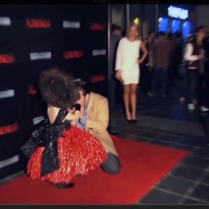  Broken Code Private Premier Screening and Red Carpet Director Josh Webber kissed Rosannas hands RJ played Silvias daughter Royal Red and Black Gown CustomDesigned and CustomMade by Oxana Foss