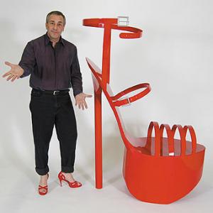 Sculptor Bruce Gray and his giant high heel shoe sculpture This sculpture was featured on the TV show Charmed