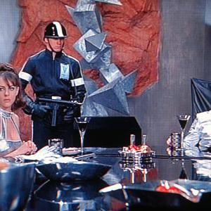 Bruce Gray's sculpture Qube #2 is featured in the center of this scene from the film Austin Powers, International Man of Mystery. (Dr. Evil's lair).