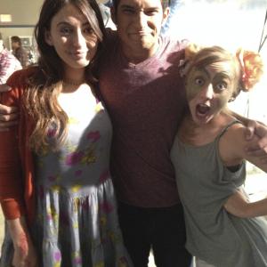 Claire Bryétt Andrew, Tyler Posey & Lily Bleu Andrew on the set of MTV's Teen Wolf.