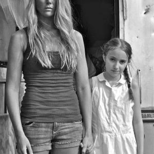 Harper Tricia Jo Hoffman and young Harper Kaelynn Wright on the set of Mulberry Stains