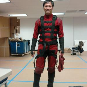 Dressed as the red ninja on the set of GI Joe Retaliation June 2012 Release