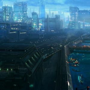 Bridge City A futuristic city where abandoned old part meets a new prosperous district Artwork done for a personal project