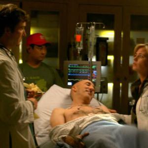 Kevin West on the set of ER