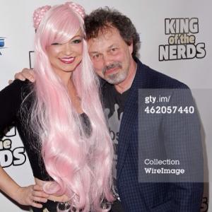 Curtis Armstrong and Mindy Robinson (as Pom Pom Kitty) at the 2015 season premiere of King of the Nerds on TBS