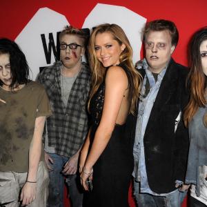 Teresa Palmer and zombies arrive for the Los Angeles premiere of Summit Entertainments Warm Bodies at ArcLight Cinemas Cinerama Dome on January 29 2013 in Hollywood California