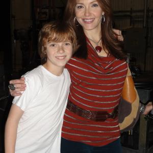 Sam Adler and Amy Yasbeck on the set of Crash  Bernstein for the Disney Channel