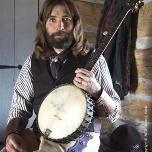 At the Wheat Ridge museum with an 1885 Lyon  Healy banjo