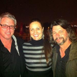 Me with Battlestar Galactica Producers and Director, Michael Rymer and Ronald D Moore at the 17th Precinct wrap party