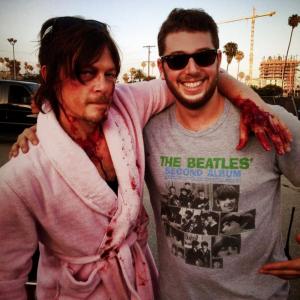 on set of 'Stretch' with Norman Reedus.