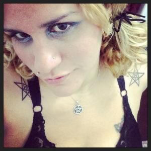 Beth Katehis Actress/ Model Models Monroe and Nose Piercing at NYC INK By Sam! Tattoos BOTH Pentagrams on Shoulders at NYC INK By Ace Tattoo Artist