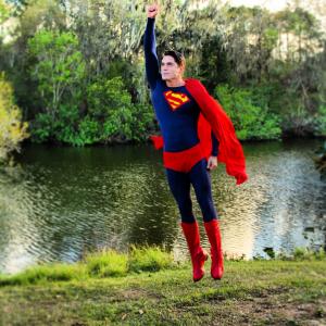 Behind the scenes snap of Kyle James as Superman in the DC Justice League film working title Just