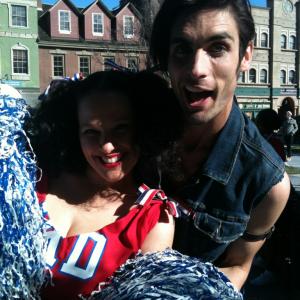 Dellany Peace and Tyson Ritter, lead vocalist and bass guitarist for the band All American Rejects. On set at Universal Lot for the making of BeeKeeper's Daughter