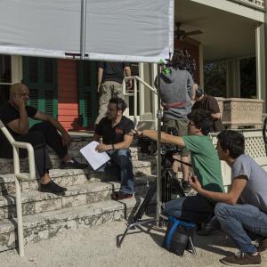 Aaron on set directing short film Mercantile in Miami Fl with film crew 2013
