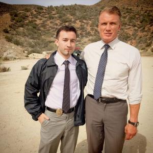Klement Tinaj and Dolph Lundgren in The Good the Bad and the Dead 2015