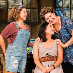 Santana Dempsey Cristina Frias and Blanca Areceli onstage in Real Women Have Curves at the Pasadena Playhouse