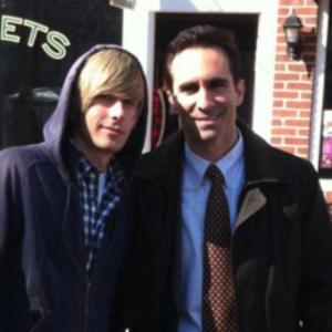 Caine Sheppard  Nestor Carbonell on the set of The Ringer