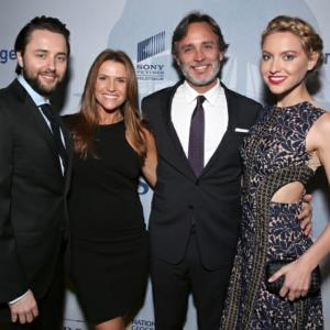 Roxane Hayward at the 'Saints and Strangers' world premiere with actor Vincent Kartheiser and producers Gina Matthews and Grant Scharbo from Little Engine Productions
