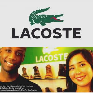 ShoesTV OnCamera Host Charlii Sebunya in New York Interviews Lacoste Marketing Director Lynette Brione Charlii is Executively Producing Exclusive Content for ShoesTv Los Angeles