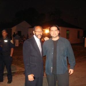 Mayor Rudy Clay and Ronnie Banerjee at Michael Jackson's house (Gary, Indiana) on the set of Larry King Live