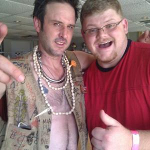David Arquette and Ron Ogden on the set of The Legend of Hallowdega