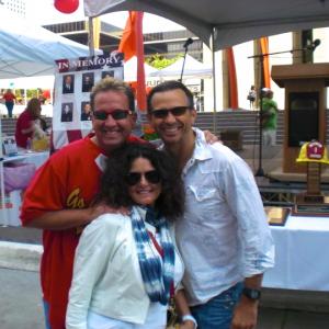 Travis with coproducer Brenda Markstein and Shawn Parr at Hope for Fire Fighters fundraising event