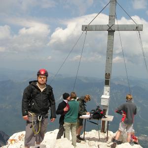 Reaching the top of the Alpspitze 3rd tallest mountain in Germany