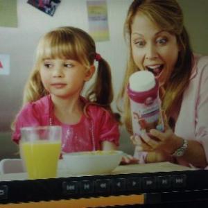 Isabella with Cathy Melvin on the Disney Gummies Vitamins commercial