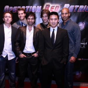 Joe Barbagallo, Matt Hayek, Mack Kuhr, Chris Misckiewicz, Mark Cheng and Alex Jones at the GI JOE:Operation Red Retrieval red carpet premiere