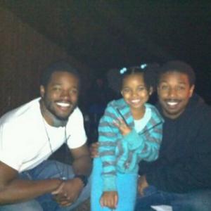 Ariana on the set of Fruitvale with Director Ryan Coogler and Michael B Jordan