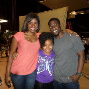 Ariana pictured with Kevin Hart and Edwina Findley on the set of Get Hard.