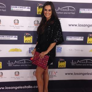Christine Uhebe on Red Carpet at Los Angeles  Italy Film fashion and Art Fest 2013
