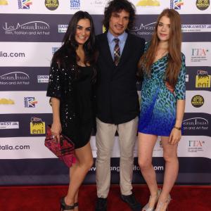 Christine Uhebe Giuseppe Schillaci Zoe Welsch on Red Carpet at Los Angeles  Italia Film fashion and Art Fest 2013