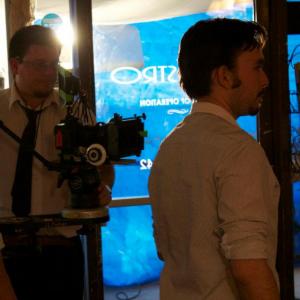 Matthew Walker foreground and Chris Bond Background on the set of Outside Man