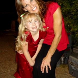 Cheyanna on location with Alexandra Paul for Lifetime Movie Love at the Christmas Table 812012