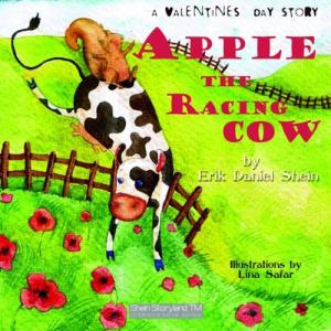 Apple the Racing cow childrens book jacket