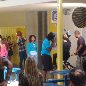 On set for Mean Girls video with Rachel Crow