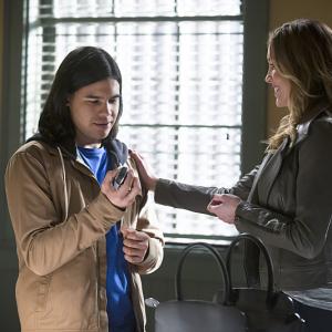 Still of Katie Cassidy and Carlos Valdes in The Flash 2014