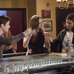 Still of Danielle Panabaker, Grant Gustin and Carlos Valdes in The Flash (2014)