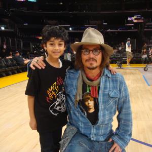 Rohan Chand and Johnny Depp on set of 