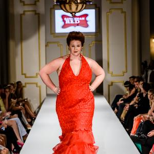 CJ in the Savannah Red finale gown at ATX Fashion Week 2012