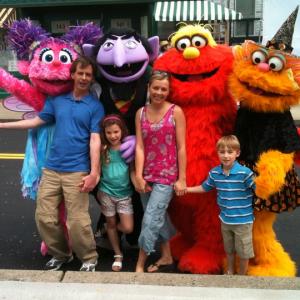 Jodie Shultz as mom and Principal cast onset Sesame Street filming May 2011; with Joe Matthews, Leila Jean Davis and Shawn Sheehan as daughter and son. Project directed by Mark Claywell and Tangarine films.