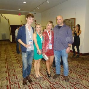 Cast members Jodie Shultz Michael McFadden Jade Froeder and writer Philip Malaczewski of Into The Lions Den at the films World Premiere