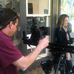 Still image of Jodie Shultz on set filming for ToonUps via Facebook.