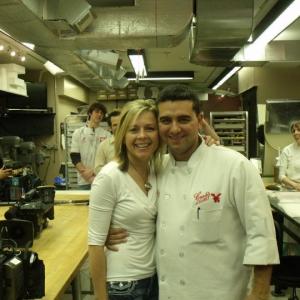Buddy Valastro and Jodie Shultz in-between the filming of an episode of the hit show, The Cake Boss.